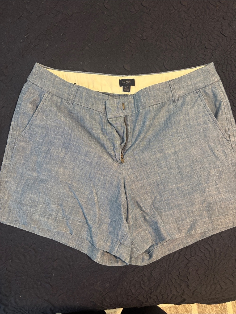 J. Crew Chambray Light Blue Linen-Blend Women's Shorts